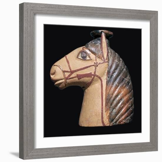 Terracotta scent bottle in the shape of a horse's head-Unknown-Framed Giclee Print