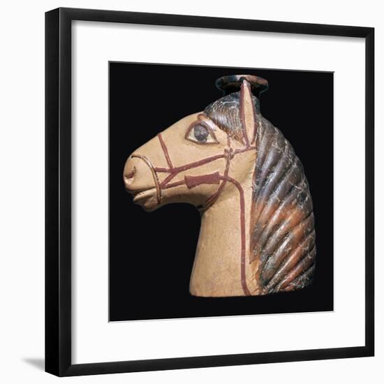 Terracotta scent bottle in the shape of a horse's head-Unknown-Framed Giclee Print