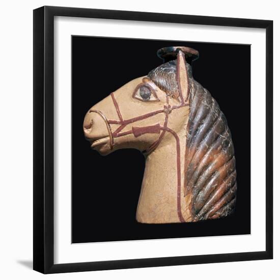 Terracotta scent bottle in the shape of a horse's head-Unknown-Framed Giclee Print