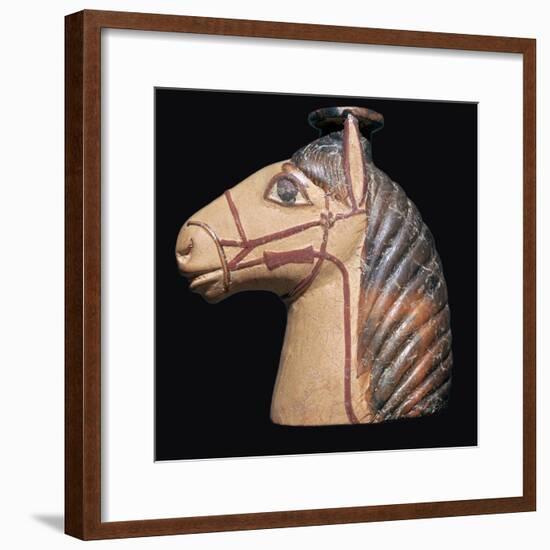 Terracotta scent bottle in the shape of a horse's head-Unknown-Framed Giclee Print