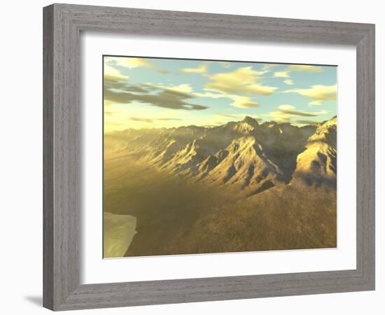 Terragen Render of Mt. Whitney, California, at Dawn Or Sunset-Stocktrek Images-Framed Photographic Print