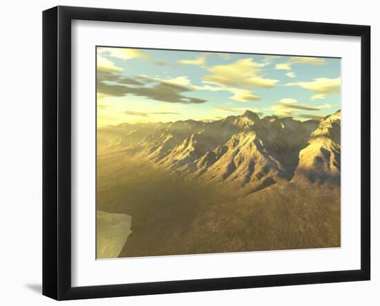 Terragen Render of Mt. Whitney, California, at Dawn Or Sunset-Stocktrek Images-Framed Photographic Print