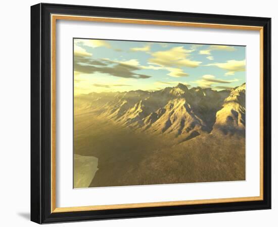 Terragen Render of Mt. Whitney, California, at Dawn Or Sunset-Stocktrek Images-Framed Photographic Print