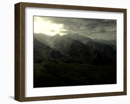 Terragen Render of Mt. Whitney, California, Under a Dark Sky-Stocktrek Images-Framed Photographic Print