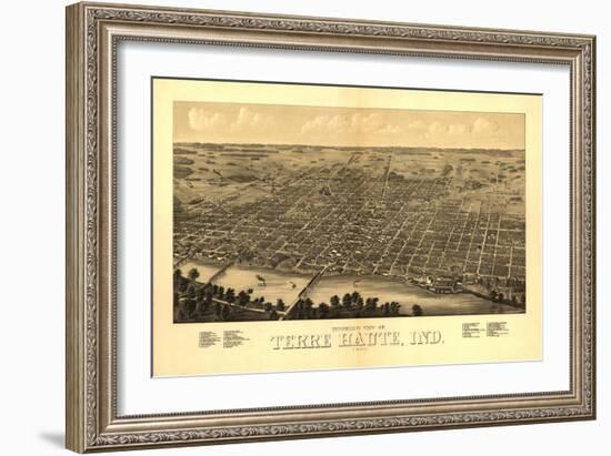 Terre Haute, Indiana - Panoramic Map-Lantern Press-Framed Art Print