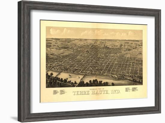 Terre Haute, Indiana - Panoramic Map-Lantern Press-Framed Art Print