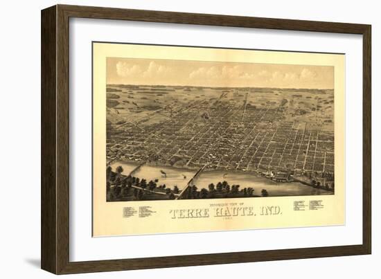 Terre Haute, Indiana - Panoramic Map-Lantern Press-Framed Art Print