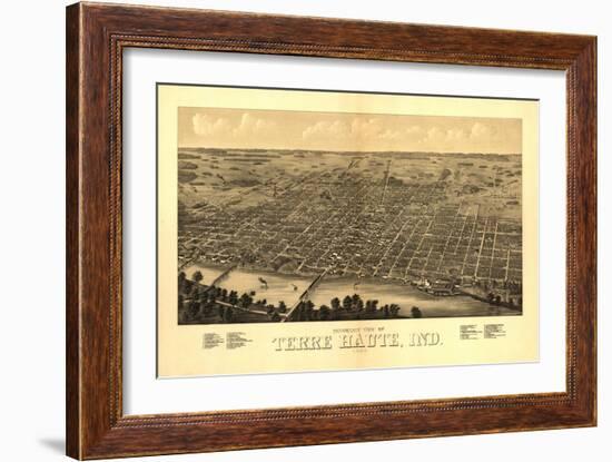 Terre Haute, Indiana - Panoramic Map-Lantern Press-Framed Art Print