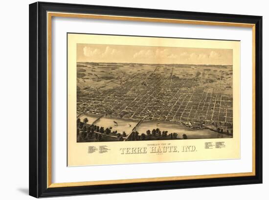 Terre Haute, Indiana - Panoramic Map-Lantern Press-Framed Art Print