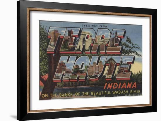 Terre Haute, Indiana - Wabash River-Lantern Press-Framed Art Print