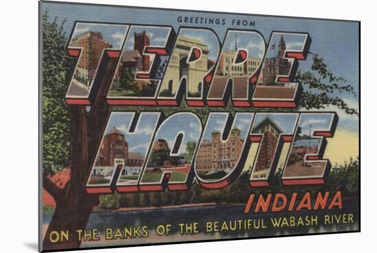 Terre Haute, Indiana - Wabash River-Lantern Press-Mounted Art Print
