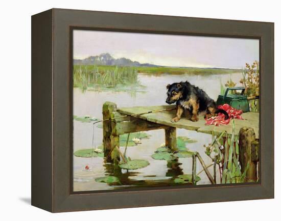 Terrier - Fishing, C.1890-Philip Eustace Stretton-Framed Premier Image Canvas