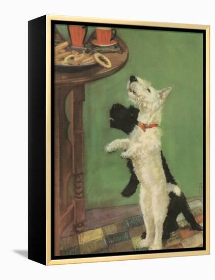 Terrier Trouble V-null-Framed Stretched Canvas