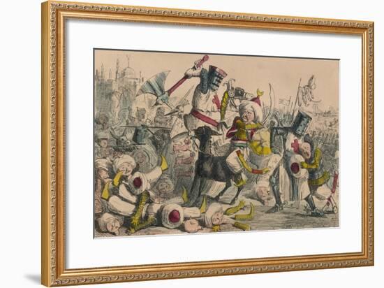 Terrific Combat Between Richard Coeur De Lion and Saladin, 1850-John Leech-Framed Giclee Print