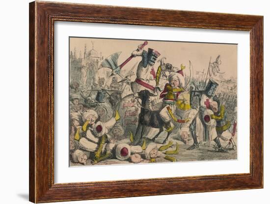 Terrific Combat Between Richard Coeur De Lion and Saladin, 1850-John Leech-Framed Giclee Print