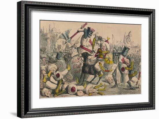 Terrific Combat Between Richard Coeur De Lion and Saladin, 1850-John Leech-Framed Giclee Print