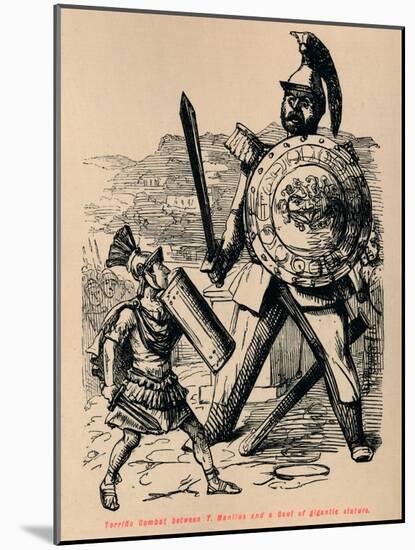 'Terrific Combat between T Manlius and a Gaul of gigantic stature', 1852-John Leech-Mounted Giclee Print