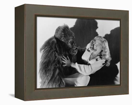 Terrified Woman Being Attacked by Gorilla-null-Framed Stretched Canvas