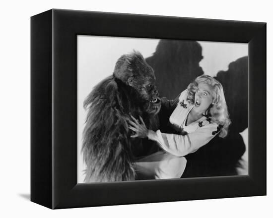 Terrified Woman Being Attacked by Gorilla-null-Framed Stretched Canvas