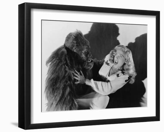 Terrified Woman Being Attacked by Gorilla-null-Framed Photo