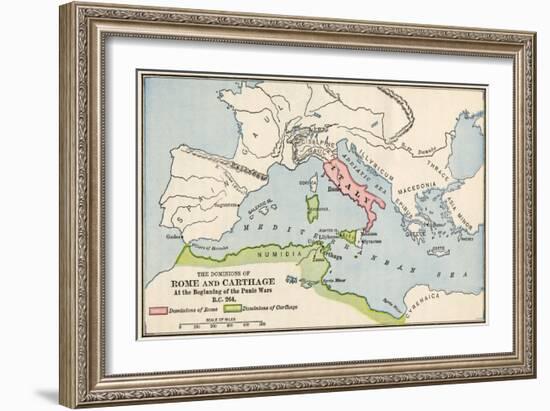 Territories of Rome and Carthage at the Outset of the Punic Wars, 264 BC-null-Framed Giclee Print