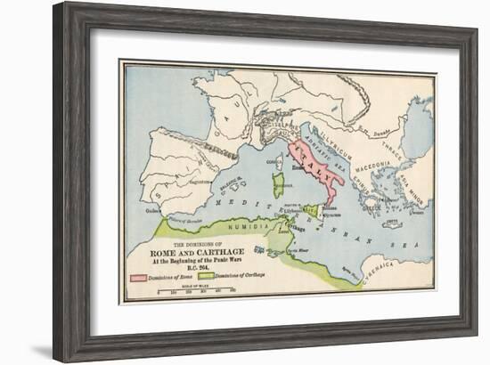 Territories of Rome and Carthage at the Outset of the Punic Wars, 264 BC-null-Framed Giclee Print