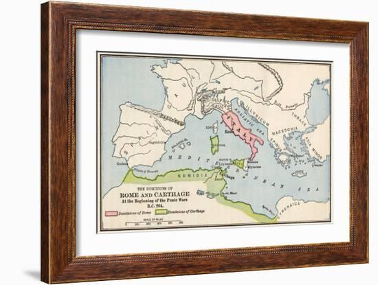 Territories of Rome and Carthage at the Outset of the Punic Wars, 264 BC-null-Framed Giclee Print