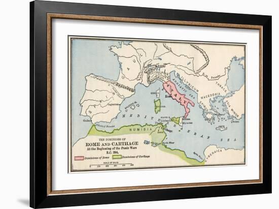 Territories of Rome and Carthage at the Outset of the Punic Wars, 264 BC-null-Framed Giclee Print