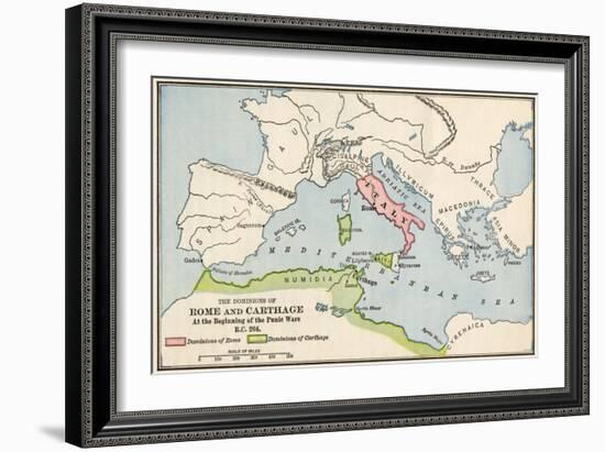 Territories of Rome and Carthage at the Outset of the Punic Wars, 264 BC-null-Framed Giclee Print