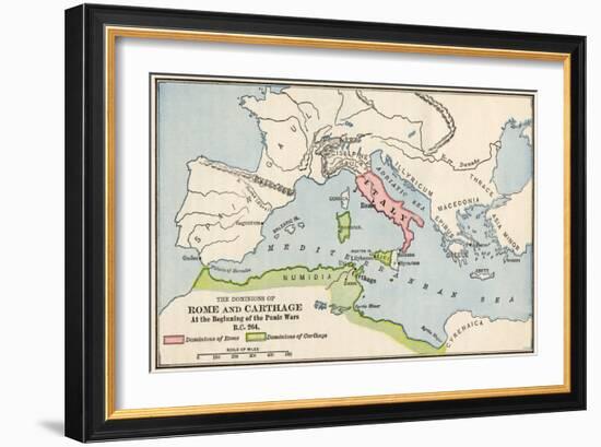 Territories of Rome and Carthage at the Outset of the Punic Wars, 264 BC-null-Framed Giclee Print