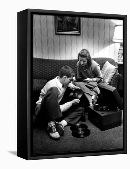 Terry Williams and Beverly Lanphere are teenagers who are going steady-Nina Leen-Framed Premier Image Canvas