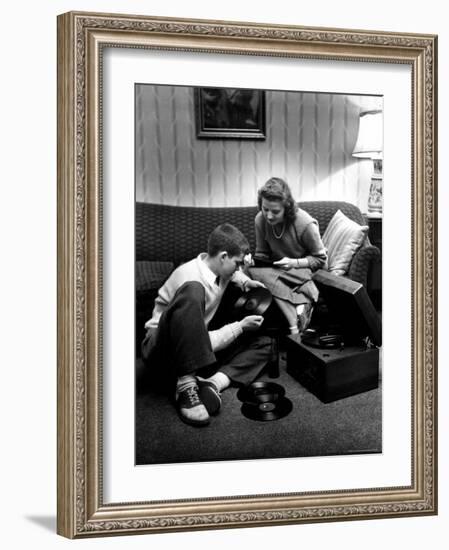 Terry Williams and Beverly Lanphere are teenagers who are going steady-Nina Leen-Framed Photographic Print