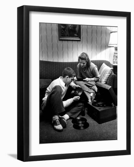 Terry Williams and Beverly Lanphere are teenagers who are going steady-Nina Leen-Framed Photographic Print