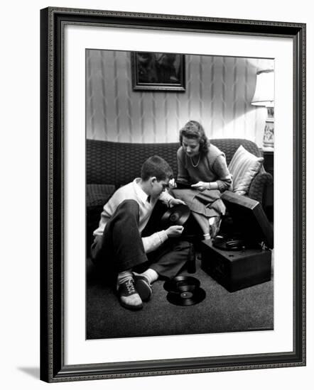 Terry Williams and Beverly Lanphere are teenagers who are going steady-Nina Leen-Framed Photographic Print
