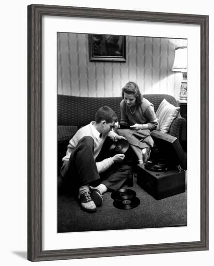 Terry Williams and Beverly Lanphere are teenagers who are going steady-Nina Leen-Framed Photographic Print