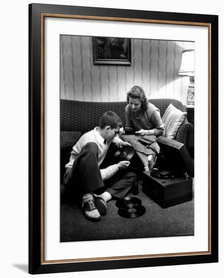 Terry Williams and Beverly Lanphere are teenagers who are going steady-Nina Leen-Framed Photographic Print