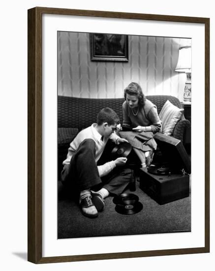 Terry Williams and Beverly Lanphere are teenagers who are going steady-Nina Leen-Framed Photographic Print