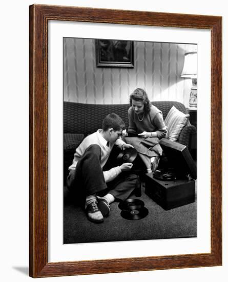 Terry Williams and Beverly Lanphere are teenagers who are going steady-Nina Leen-Framed Photographic Print