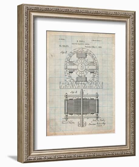 Tesla Electro Motor Patent-Cole Borders-Framed Art Print