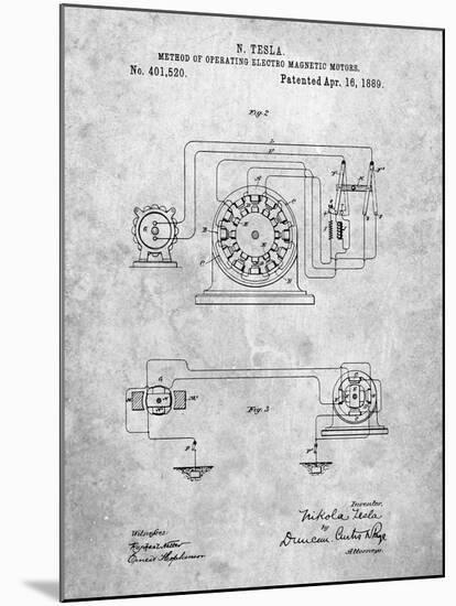 Tesla Operating Electric Motors Map-Cole Borders-Mounted Art Print