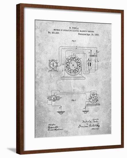 Tesla Operating Electric Motors Map-Cole Borders-Framed Art Print