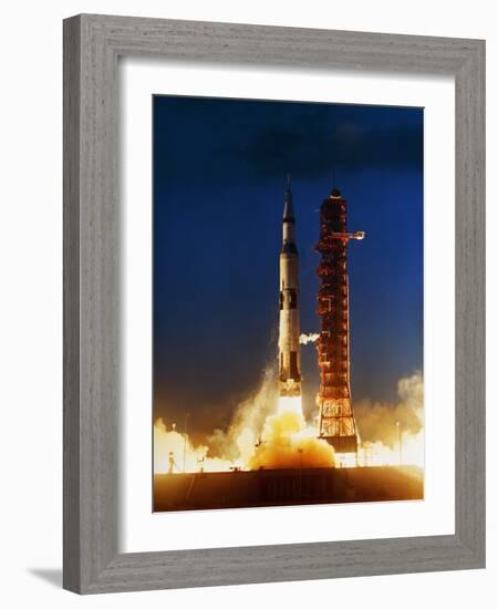 Test Firing of a Saturn V-null-Framed Photographic Print