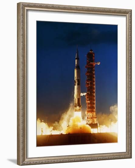 Test Firing of a Saturn V-null-Framed Photographic Print