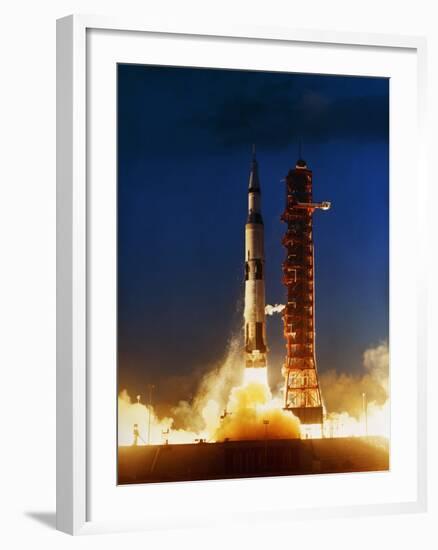 Test Firing of a Saturn V-null-Framed Photographic Print