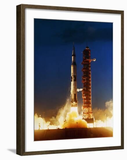 Test Firing of a Saturn V-null-Framed Photographic Print