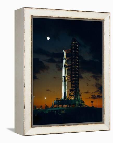 Test Flight of Giant Saturn V Rocket for Apollo 4 Mission at Kennedy Space Center, Nov 8, 1967-null-Framed Stretched Canvas