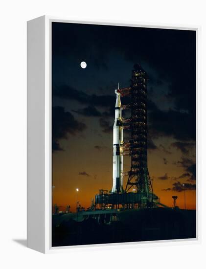 Test Flight of Giant Saturn V Rocket for Apollo 4 Mission at Kennedy Space Center, Nov 8, 1967-null-Framed Stretched Canvas