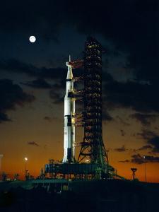 Test Flight of Giant Saturn V Rocket for Apollo 4 Mission at Kennedy Space Center, Nov 8, 1967