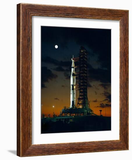 Test Flight of Giant Saturn V Rocket for Apollo 4 Mission at Kennedy Space Center, Nov 8, 1967-null-Framed Photo