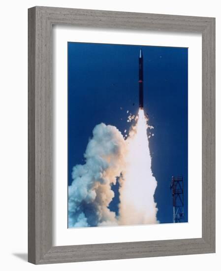 Test Launch of Midgetman Small Icbm Non-Operational System-null-Framed Photographic Print